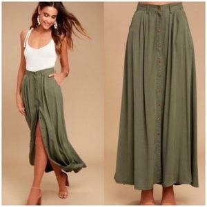 Pistola Olive Green Button Front Skirt My Squad